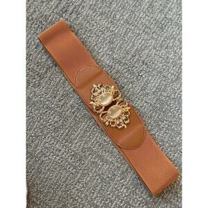 Vintage Elastic bling broach buckle dress belt OS M